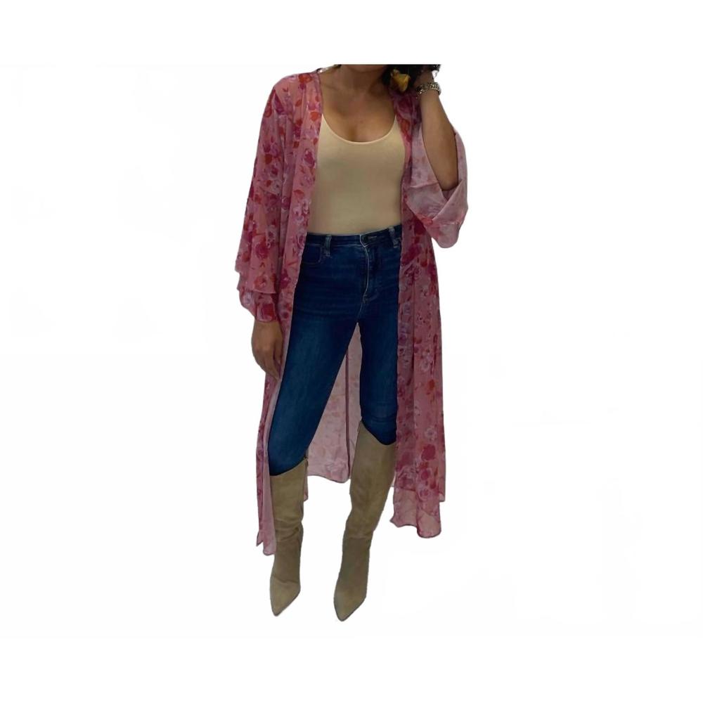 NEW BEST & BEST floral duster kimono in red